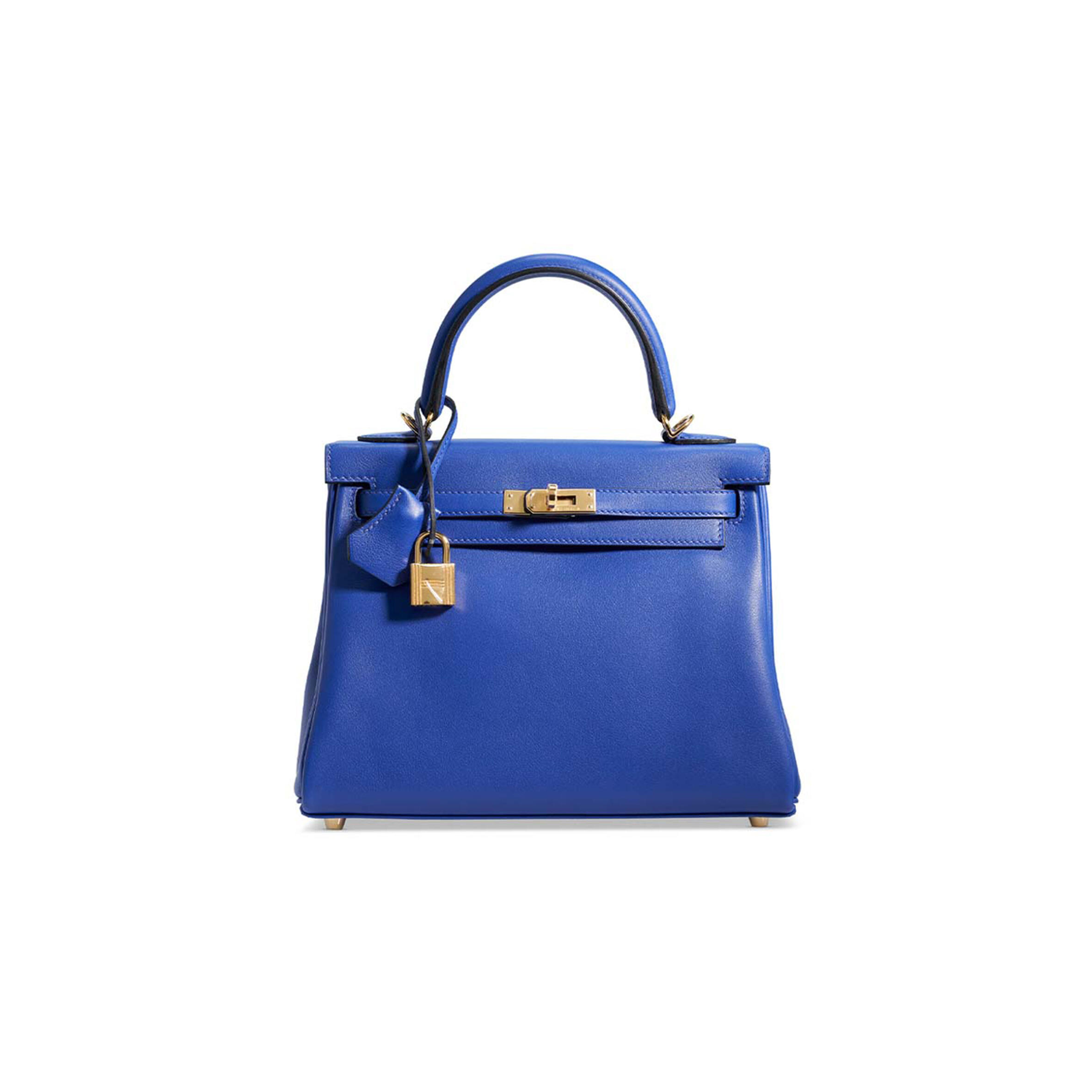 H**me5 A BLEU ÉLECTRIQUE SWIFT LEATHER RETOURNÉ KELLY 28 WITH GOLD HARDWARE (28*22*10cm) Master Quality